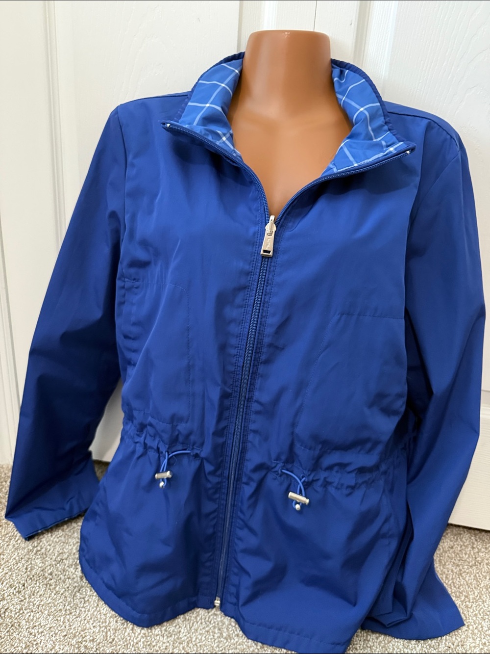 Classic Women's Blue Zip-Front Windbreaker Jacket